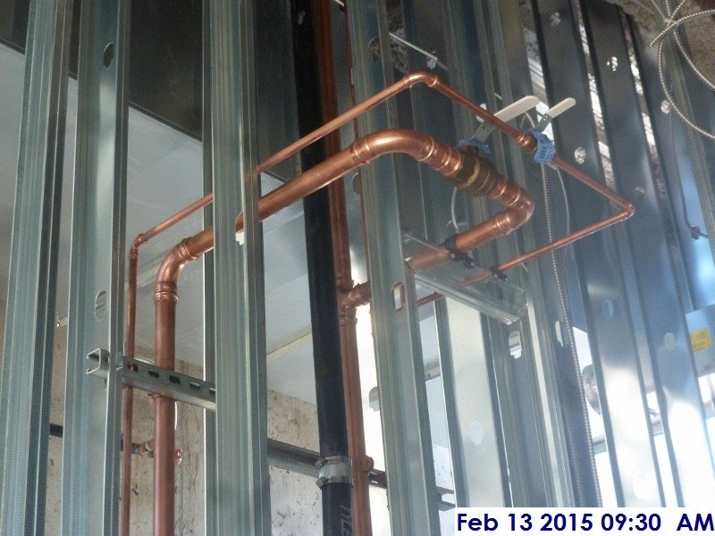 Copper piping at the 2nd floor bathroom Facing South